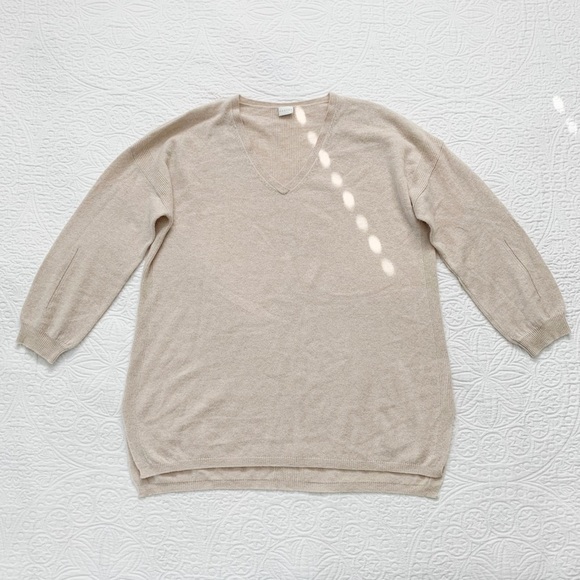 Poetry Cashmere V-Neck Tunic, Cream, Size 12-14 - Picture 1 of 5